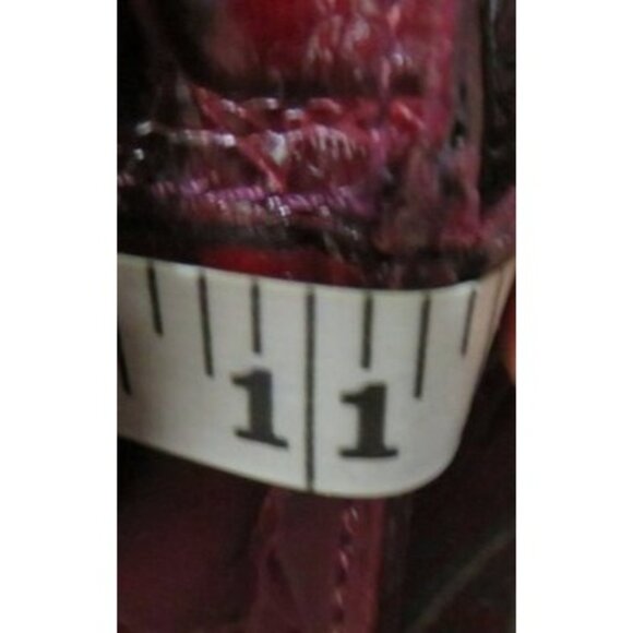 FURLA Vintage Croc Embossed Maroon Red Italian Leather Tote Handbag - Picture 12 of 12